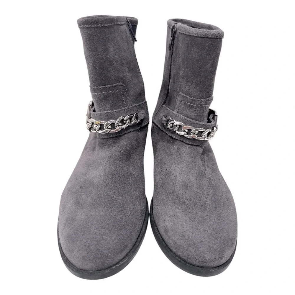 Vionic Crescent Gray Suede Moto Ankle Boots Size 7.5